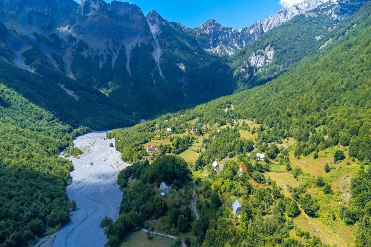 Aerial View Of Valbona Valley Albanian Alps