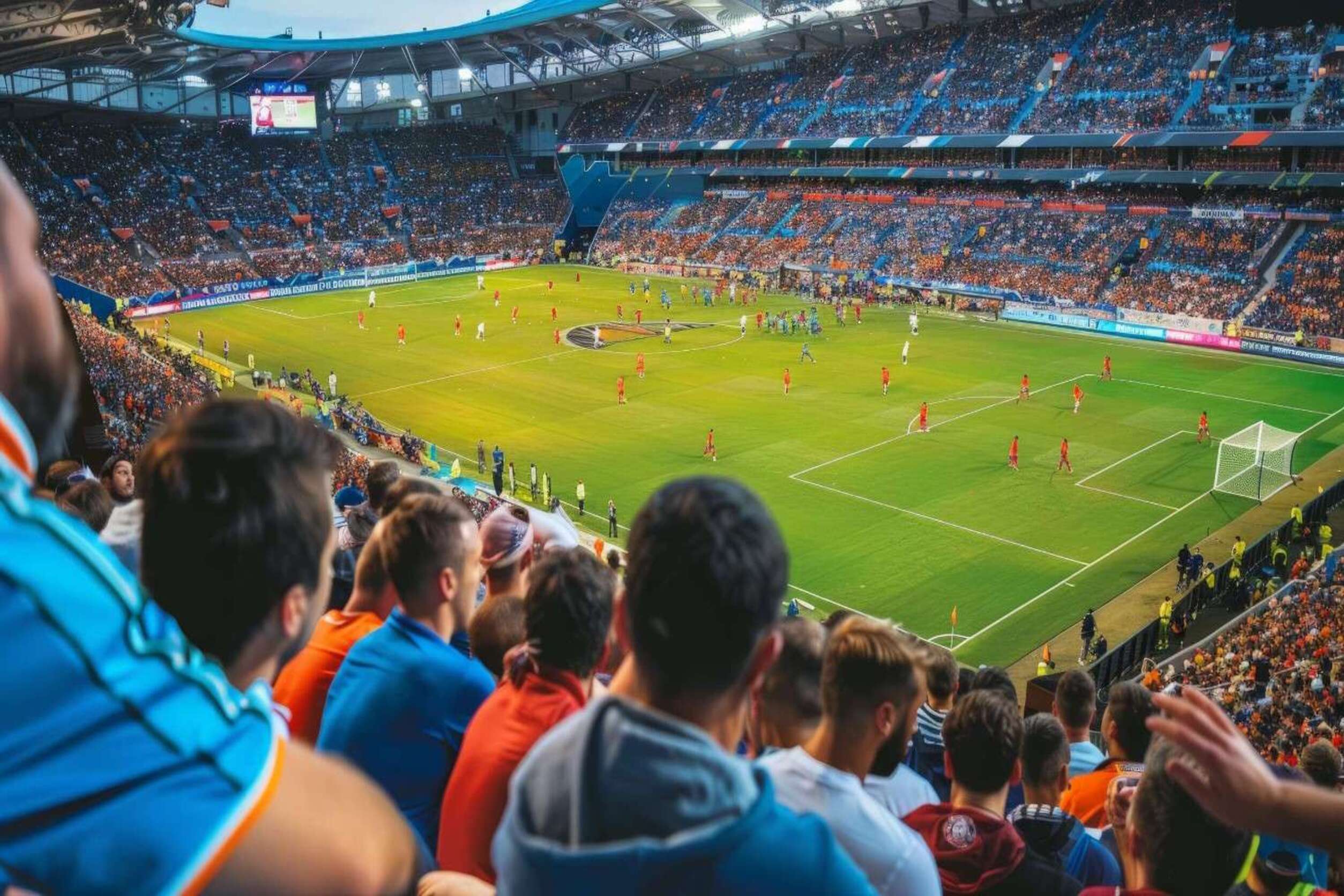 Crowd Watching A Football Match At A Stadium