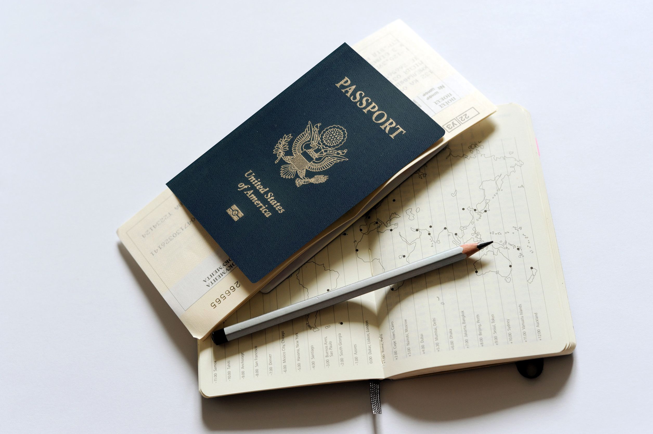 Image of a passport and tickets