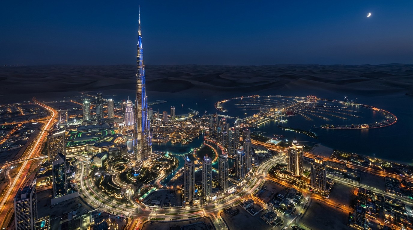 Dubai skyline at night