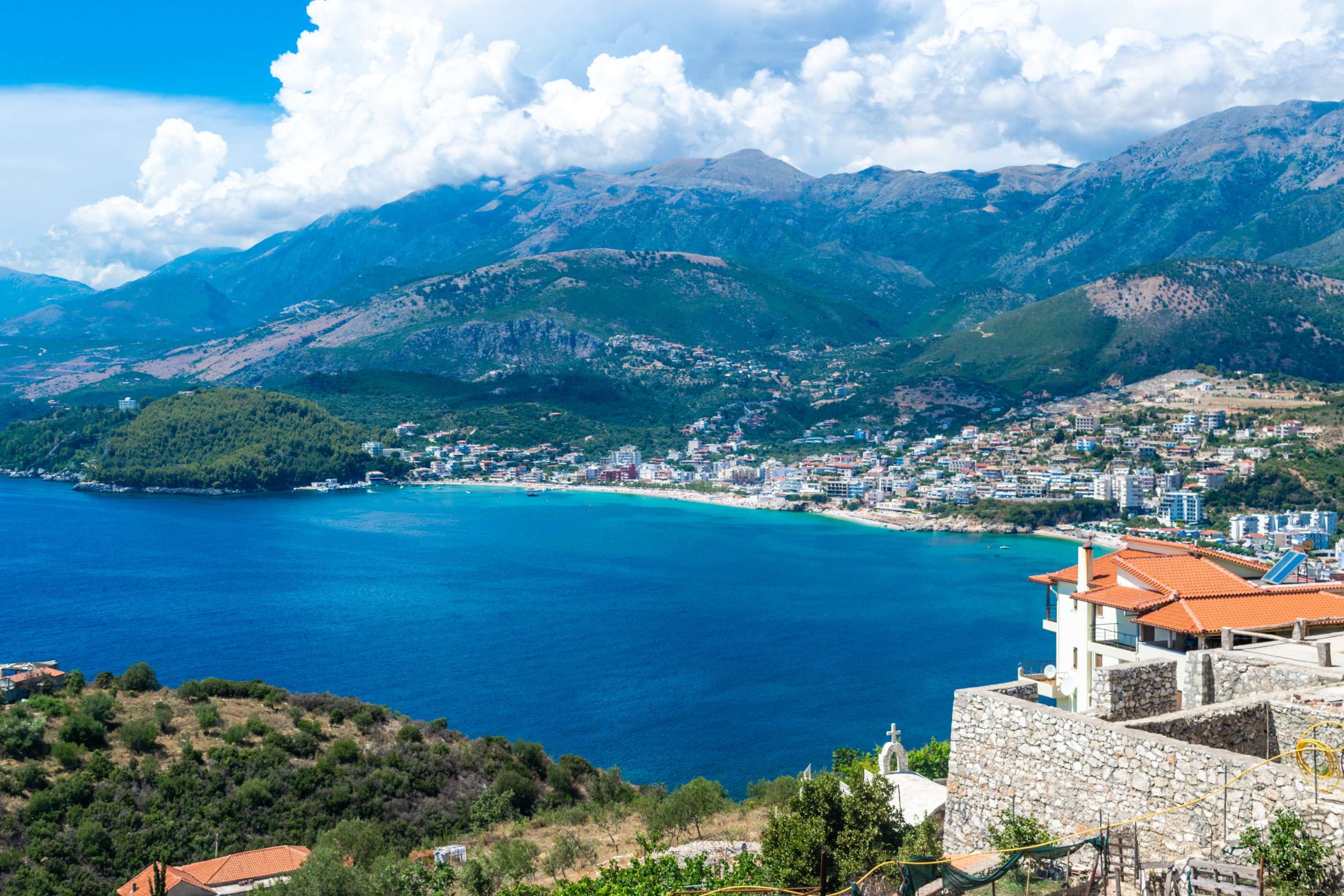 view from the top on the resort himare town beautiful summer cloud mountain
